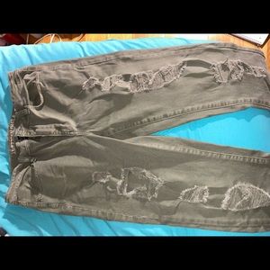 camo green ripped jeans